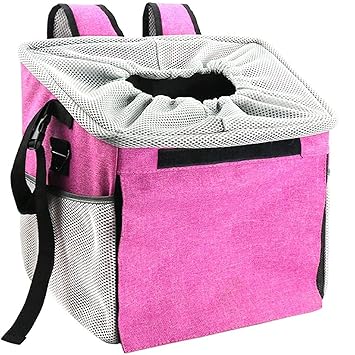 Emily Pets Bicycle Basket Bag Pet Carrier/Booster Backpack for Dogs and Cats (Pink)