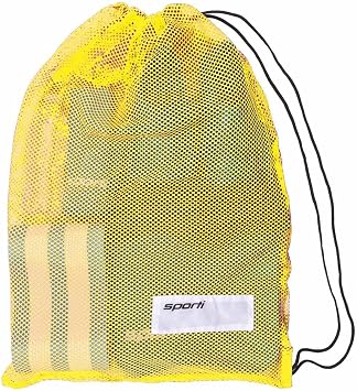 Swim Training Set Hand Paddles for Stroke Power + Quick-Dry Mesh Bag for Gear Storage Swimmers  Black - Yellow