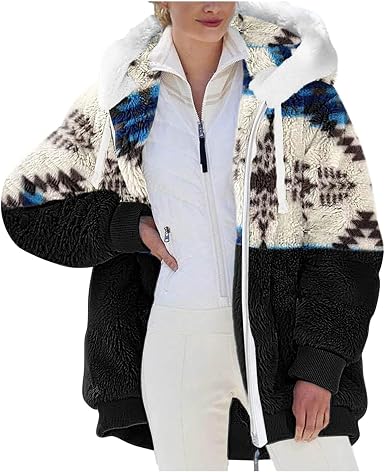 Abrigo de Rebeca con cremallera de Estilo a Cuadros Informal de Lana cálida  más a la Moda para Mujer at Amazon Women's Clothing store