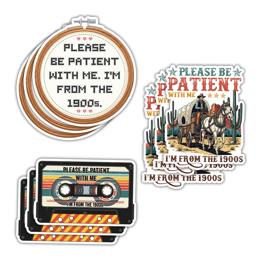Lot de 9 autocollants amusants vintage millennial meme décoration ordinateur et téléphone