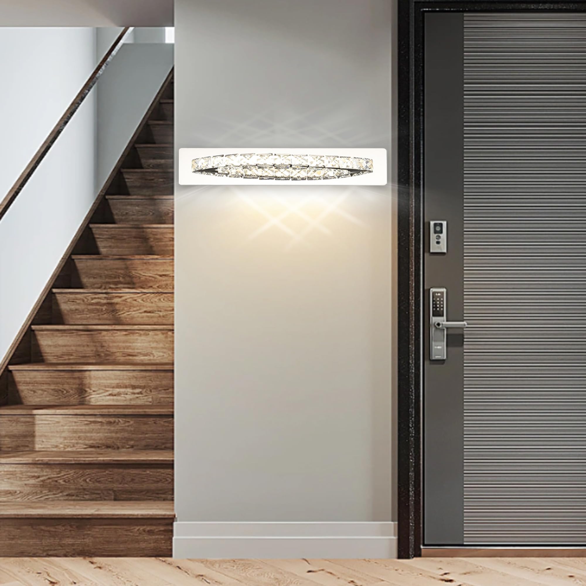 Lampada da specchio a LED 15 W 1080 lumen 4000 K con cristalli IP44 impermeabile 230 V cromata (50cm, Cromo)