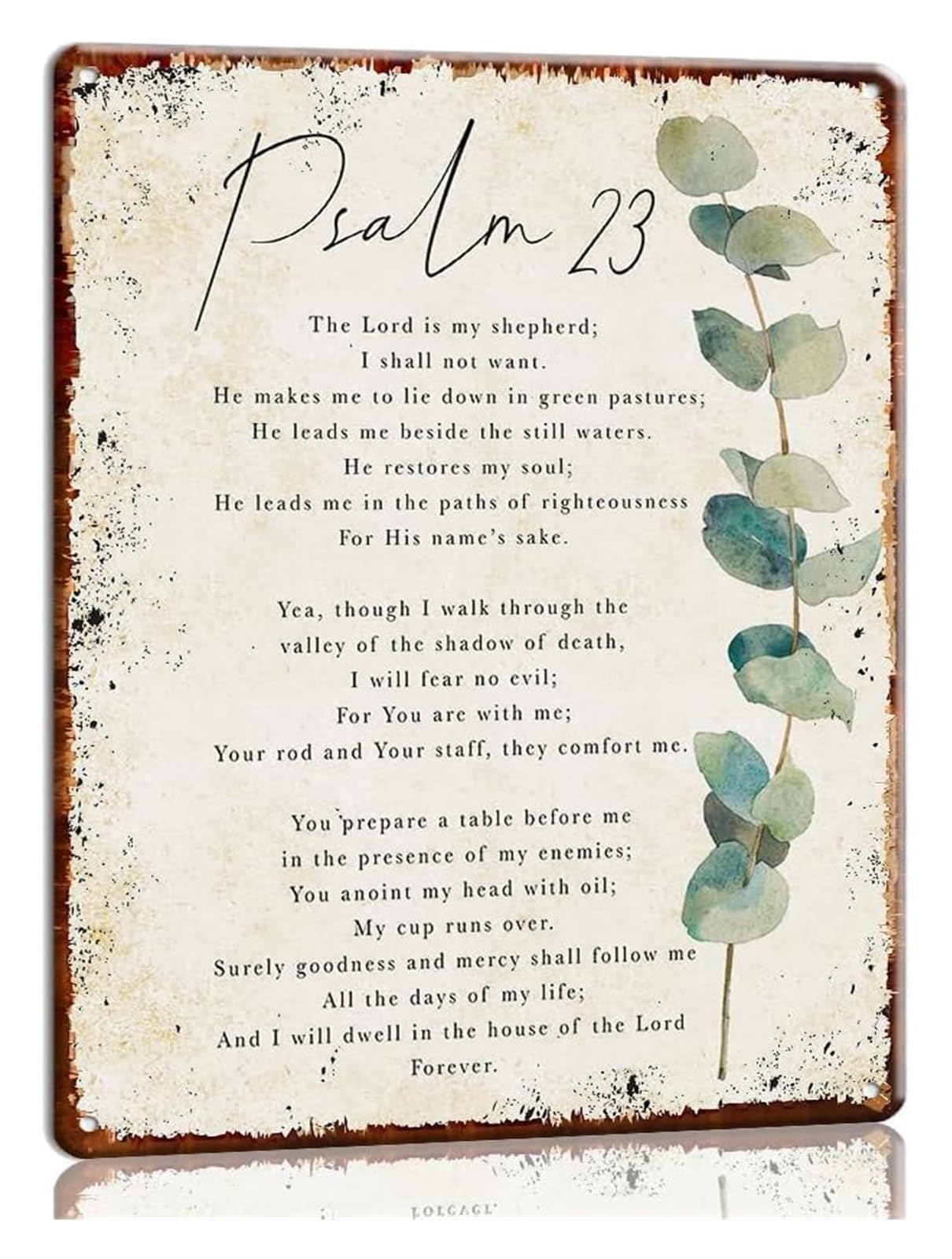BYLSAGWHT The Lord Is My Shepherd Psalm 23 Metal Tin Sign 12x8 Inch