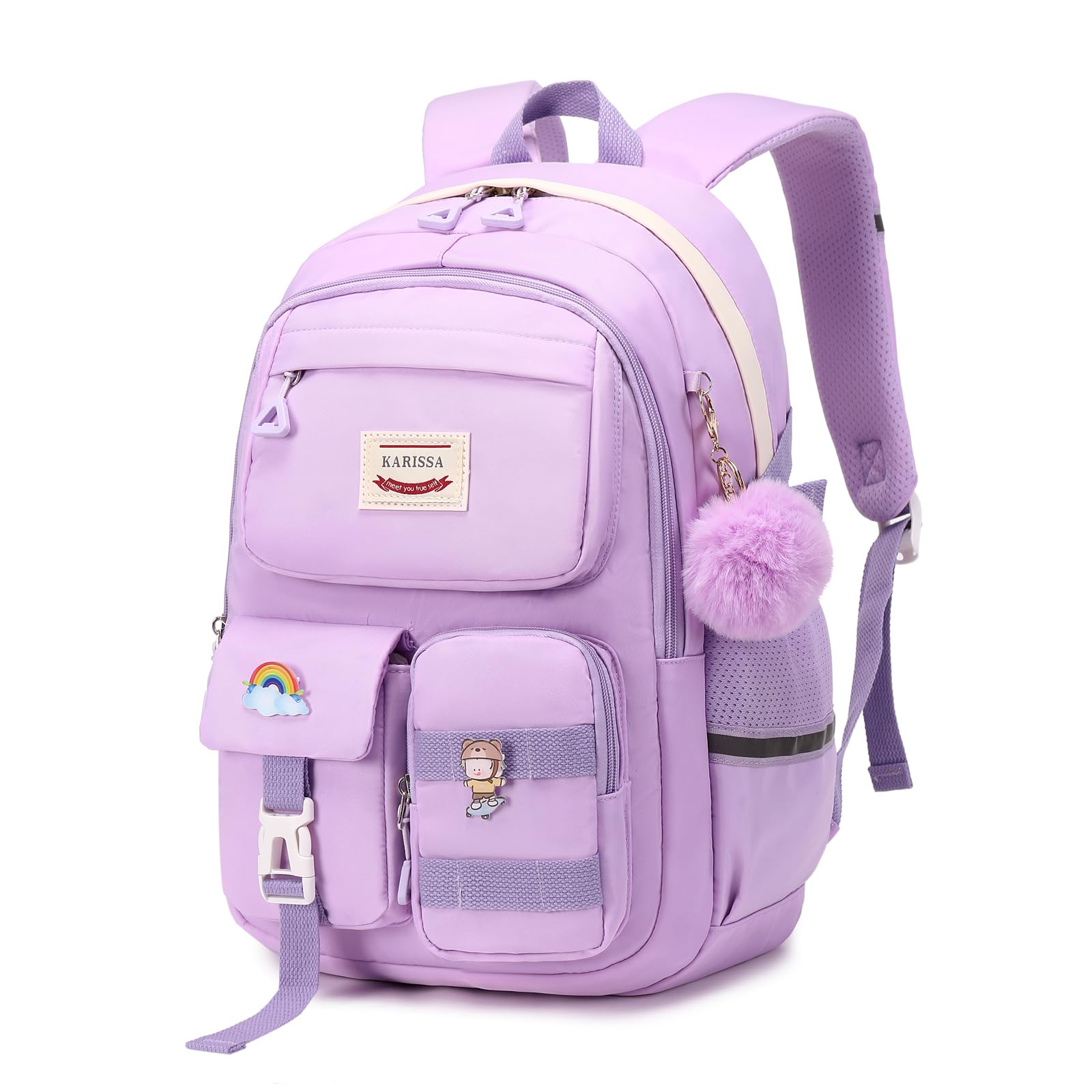 Sisipoet Schulrucksack Teenager Mädchen, Atmungsaktiv und Bequeme Rucksack Damen, Wasserdicht Lässiger Schulranzen für Mädchen der 3. bis 9. Klasse, Eine ideale Schultasche für Schule und Reisen