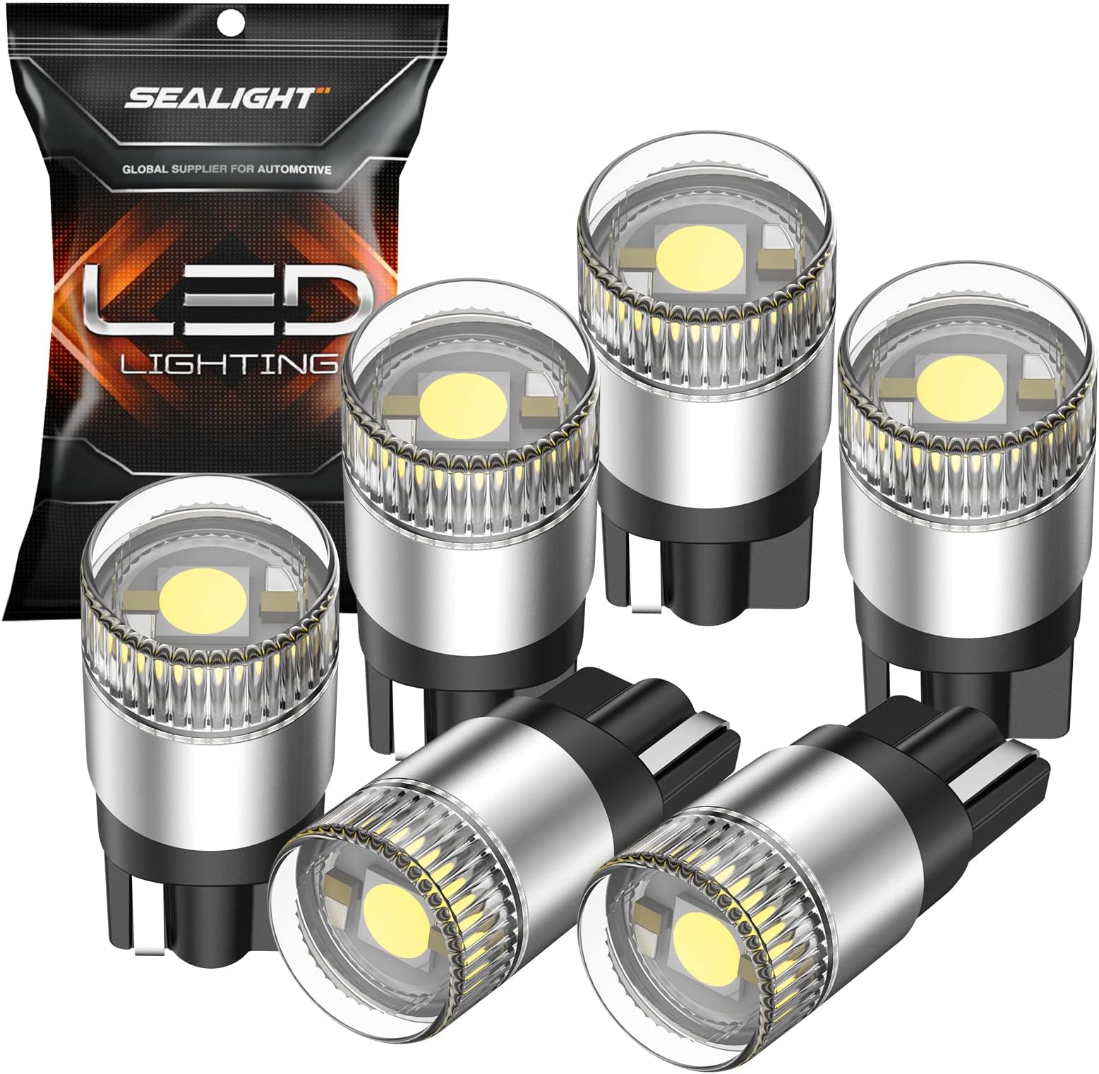 194 LED Light Bulbs 6000K White, W5W 168 2825 T10 Car Interior Light Bulb Replacement for License Plate Light, Dome Light, Map Light, Courtesy Light, Pack of 6