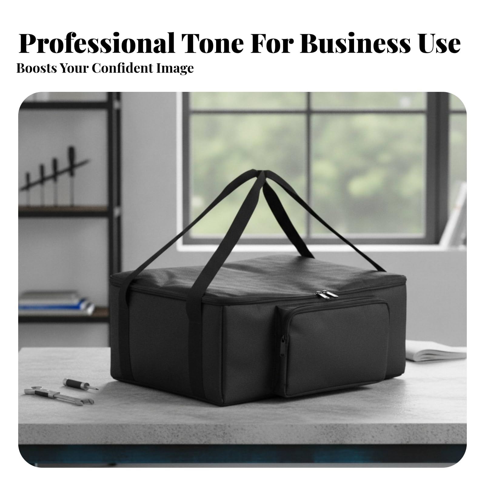 Funda para Impresora Portátil Bolsa de Transporte Estuche Protector Maletín Acolchado con Capa de Perla de 10mm y Forro Suave con Organización de Accesorios Adecuada para Clases, Negro
