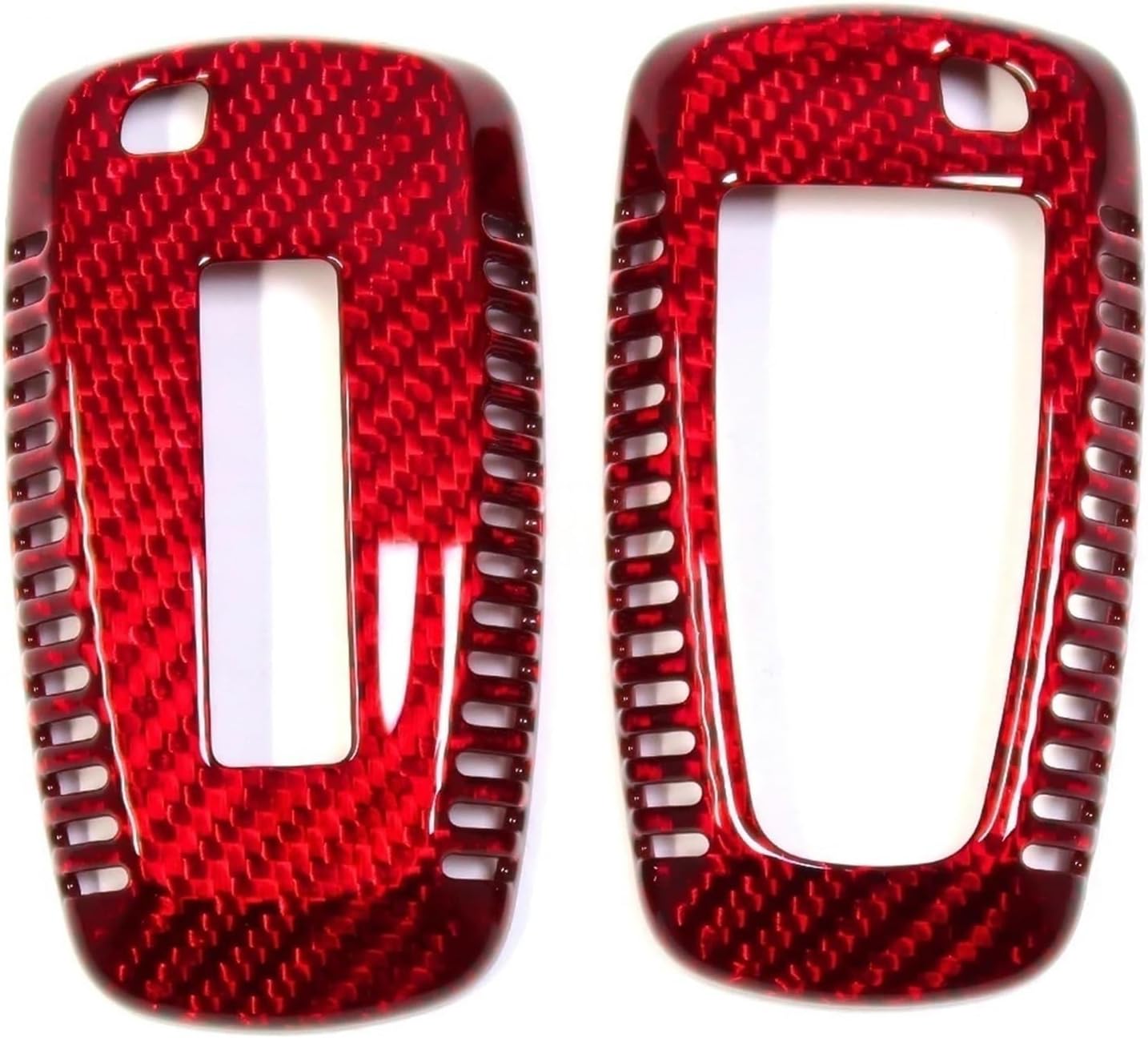 Red/Black Carbon Fiber Exterior Car Key Fob Shell Case Cover Accessories Compatible With Ford F-150 Raptor Bronco 2018 2019 2020 2021 2022(Black 2)