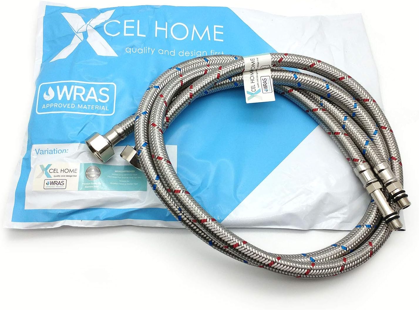 Xcel Home™ 2X WRAS Approved M10 (10mm) x 1/2" BSP x 900mm Long Flexible Tap Connector Pipes (9mm