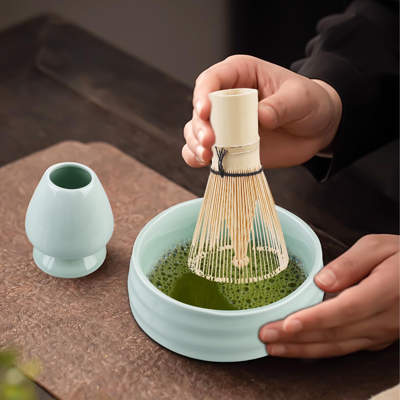 Ensemble 5 Pièces Fouet Matcha Bambou - Kit Cérémonie Thé Matcha Complet