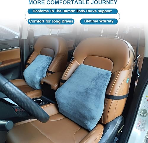 Miniatura 5 de Cojín lumbar inflable para la espalda, soporte lumbar para silla de oficina, asiento de automóvil, viaje y hogar, diseño ergonómico, alivio del