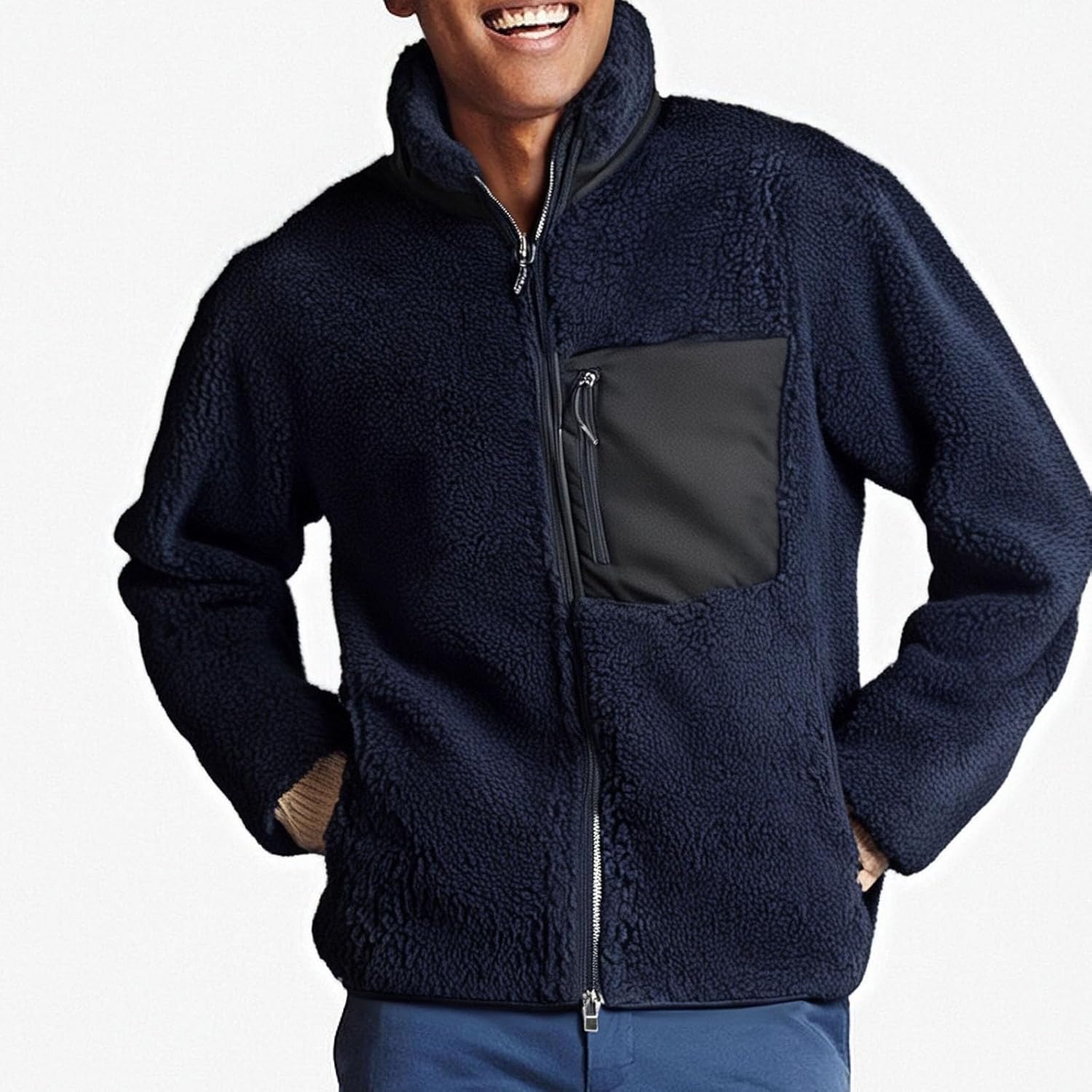 Warm and Casual Men's Fleece Outerwear for Fall
