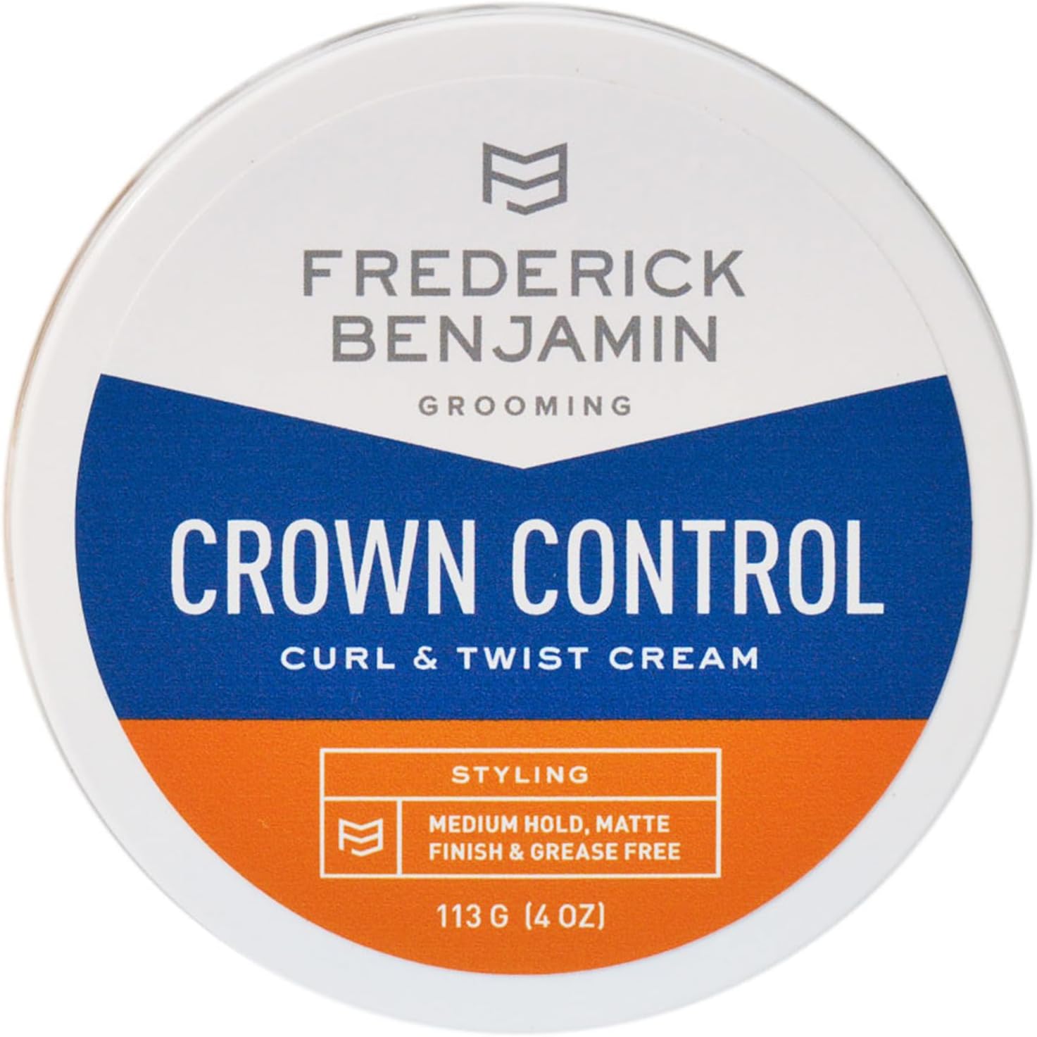 Frederick Benjamin Crown Control, Curl & Twist Cream, Water Based Hair Styling Cream for Men, Natural Formula for Curly Hair, Locs & Twists, Medium Hold, Matte Finish, 4 oz