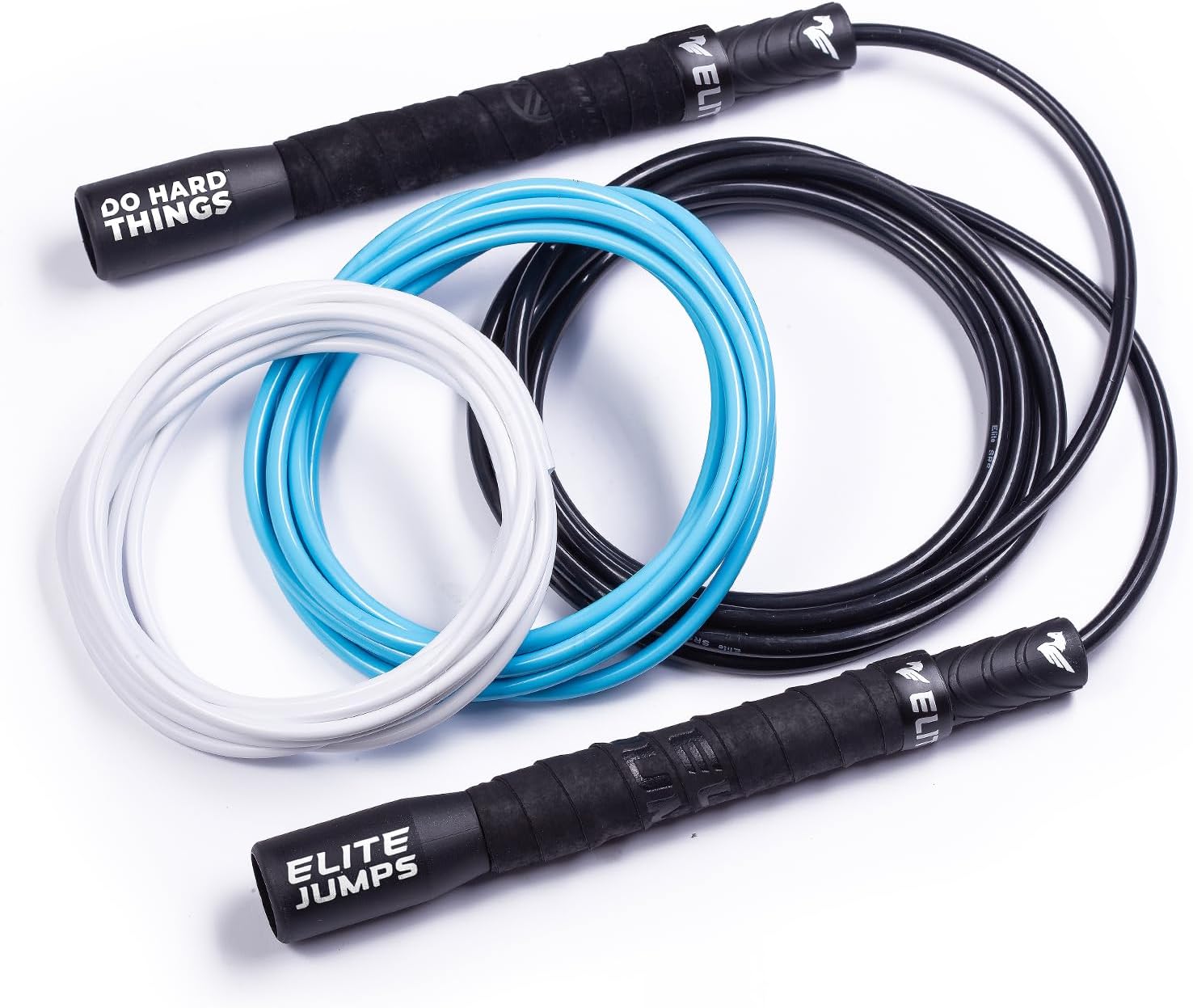 Elite SRS, Do Hard Things PVC Jump Ropes for Fitness Training Set - 3 Different Ropes for Increased Intensity - Durable & Adjustable Jump Rope for Indoor and/or Outdoor Use