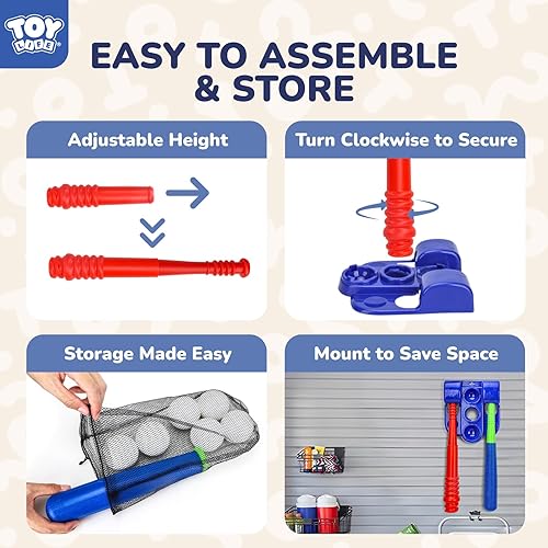Miniatura 4 de TOY Life Juego de Tball para Niños de 3-5 y 5-8 Tball para Niños de 5-8 Bat de Tee para Niños Pequeños Set de Bate de Béisbol para Niños de 3-5