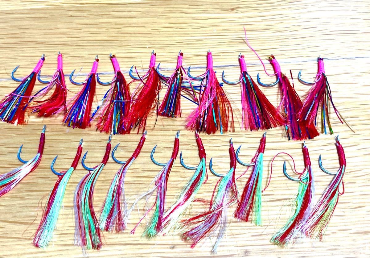 Amazon.co.jp: サバ 大型アジなどに漁師手作り毛針！ 20本 毛鉤