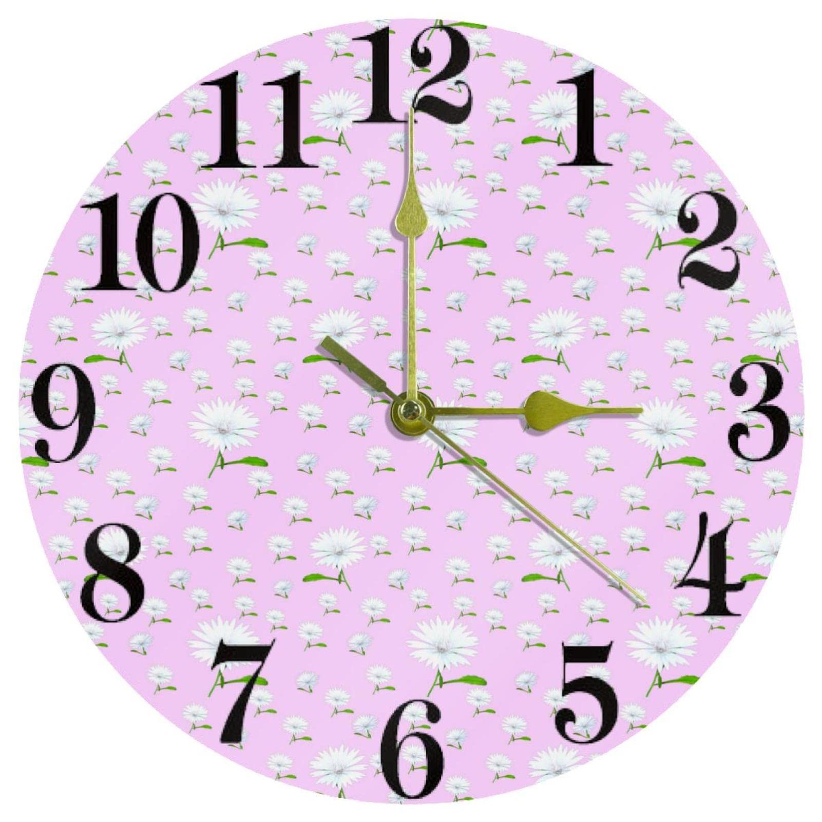 Horloge murale ronde à quartz rose et blanche pour la décoration de cuisine