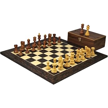 20 Weighted Wooden Tiger Ebony Chess Set Sheesham Zagreb Staunton Pieces 3.75