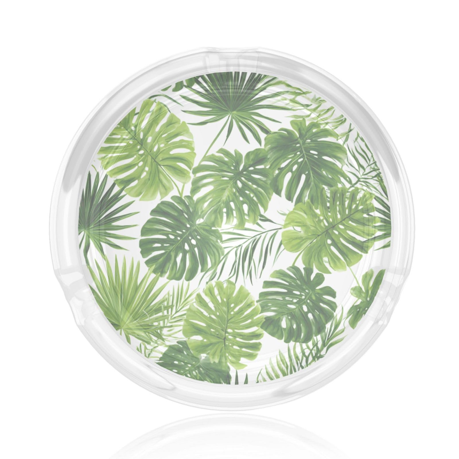 Monstera And Palm Trees Green Leaves Glass Ashtray For Cigarettes Ash Trays Case For Home Office Decor