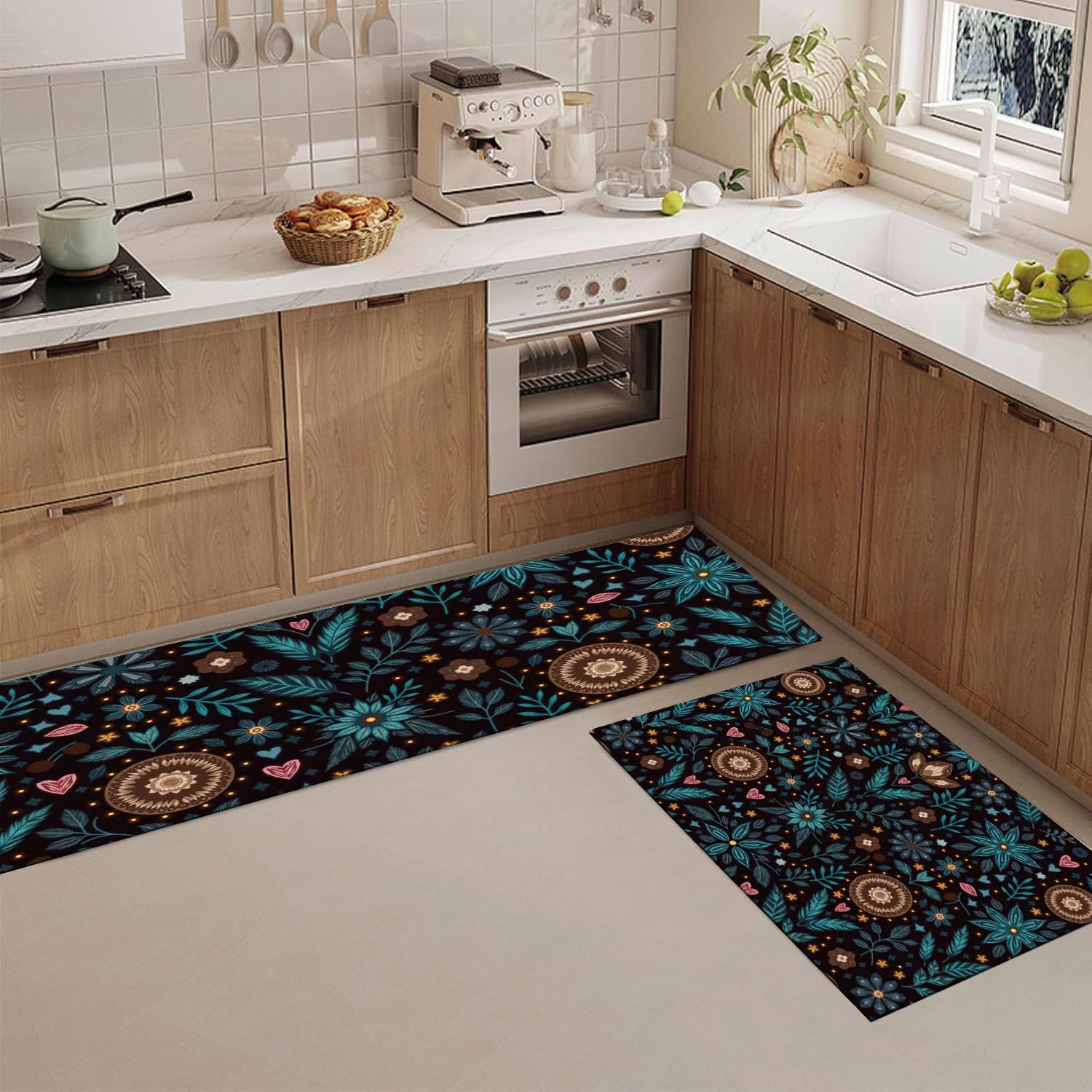 Tapis de cuisine lavable et antidérapant lot de 2 tapis de coureur esthétique bohème