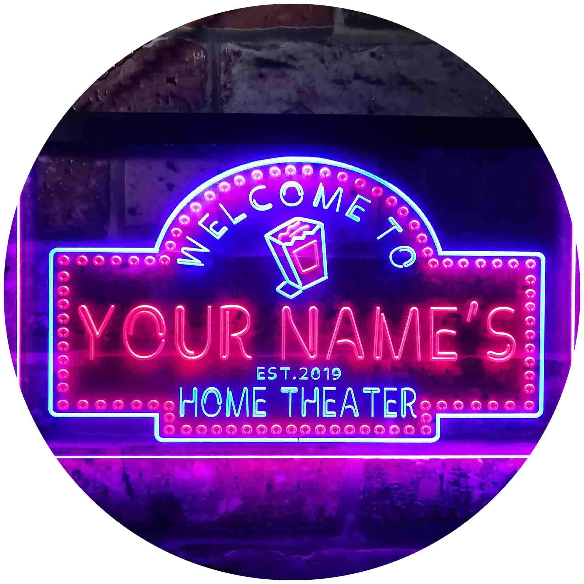 ADVPRO Personalized Your Name Est Year Theme Home Theater Cinema Dual Color LED Neon Sign Blue & Red 400 x 300mm st6s43-ph2-tm-br