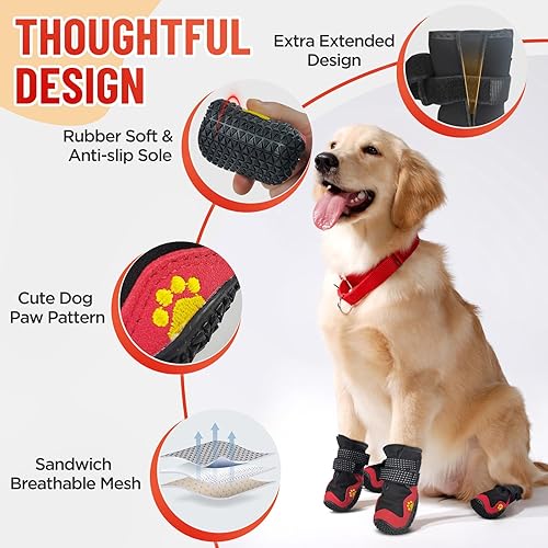 Miniatura 7 de 4 botas antideslizantes para perro, zapatos para perros pequeños y medianos, protectores de patas impermeables para pavimento caliente de verano,