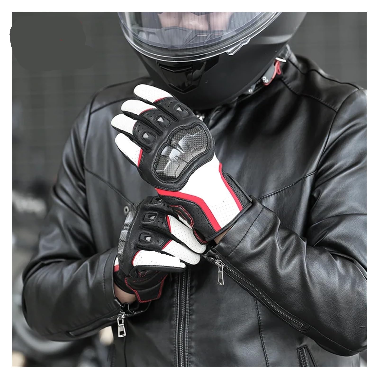 Gants Hiver Gants de Moto Homme Femme été Respirants en Cuir, Gants de Course for écrans tactiles, Protection Gant Homme