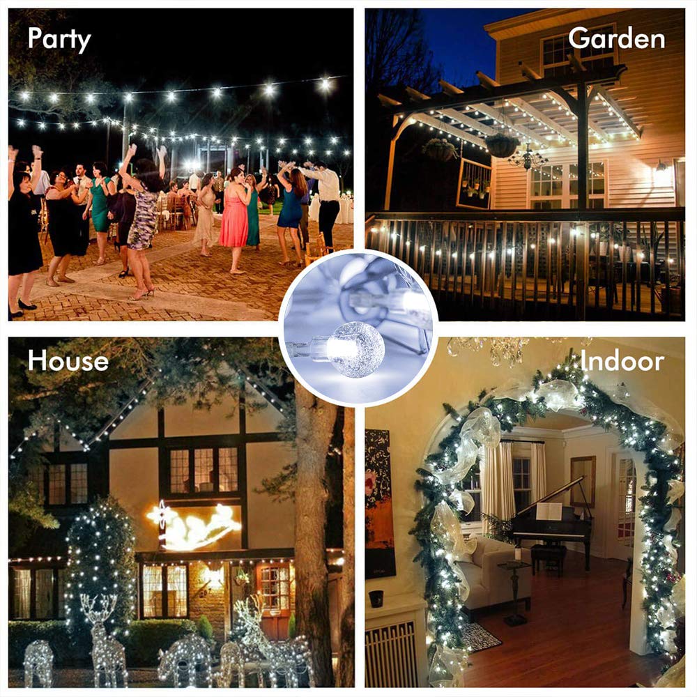 Globe Lichterkette, batteriebetrieben, 2 Stück, 60 LEDs, kaltweiß, wasserdicht, mit Fernbedienung, für Zuhause, Terrasse, Party, Weihnachten, Gartendekoration