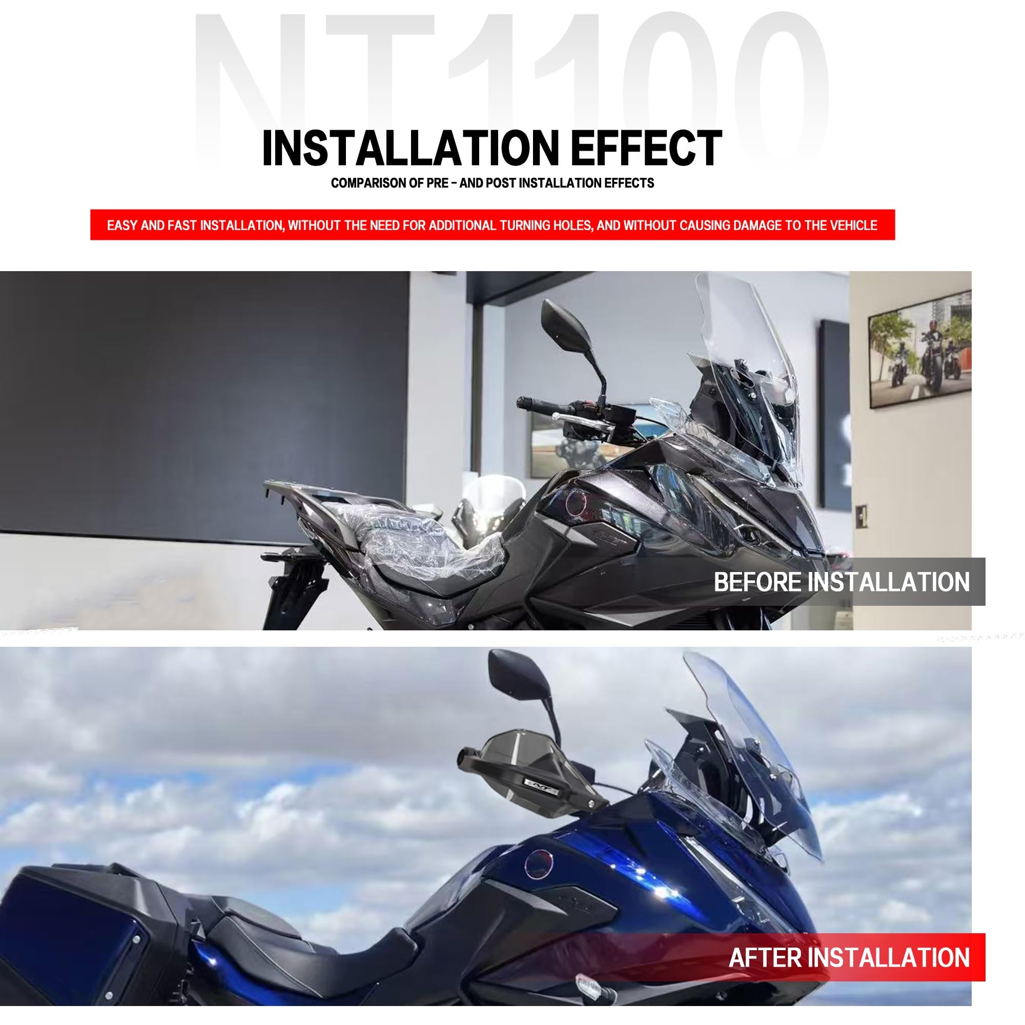 Handguards Fit Für Honda NT1100 2021-2025 Motorrad Handprotektoren Lenker Wachen Windschutzscheibe Schutz(Black and brown)
