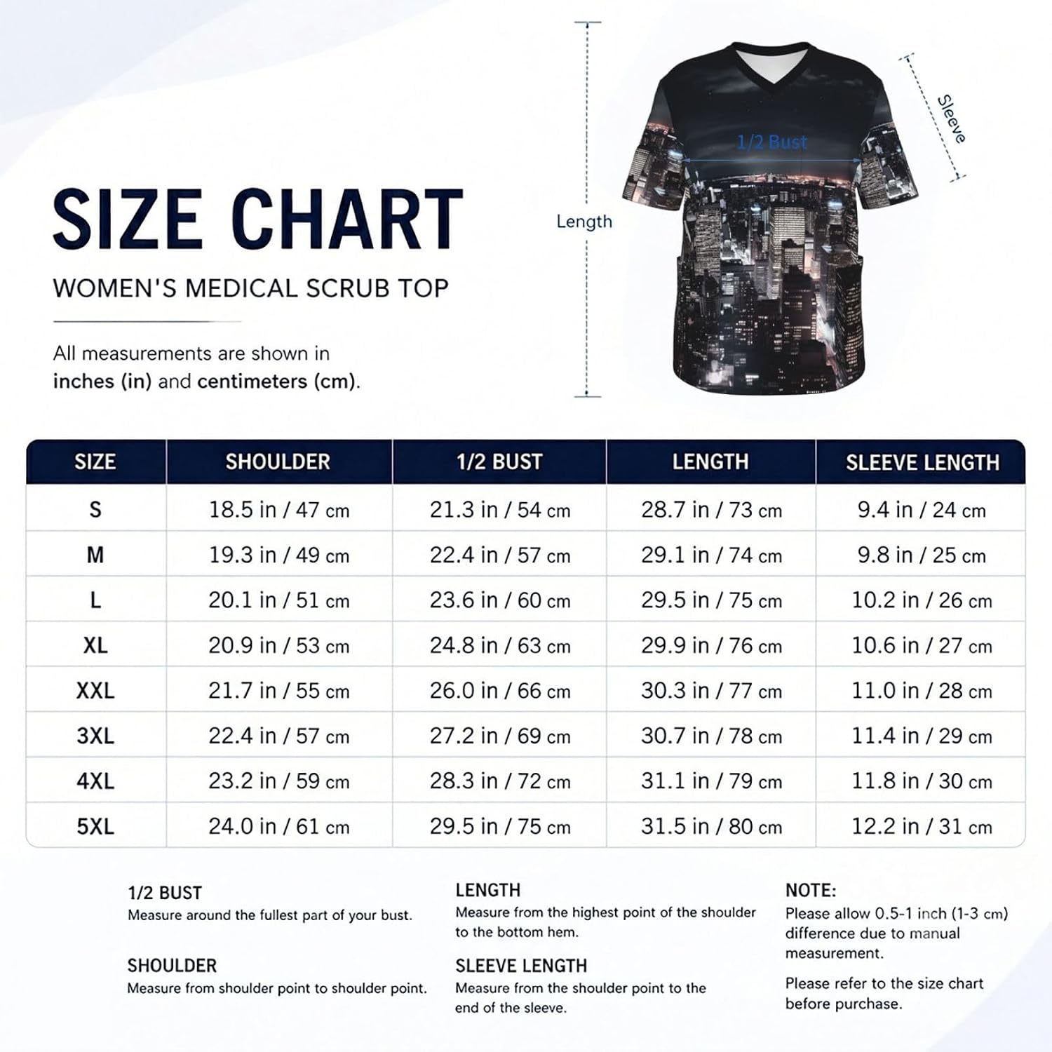 Professional Scrub Tops for Men, Classic V-Neck Workwear with 3 Pockets