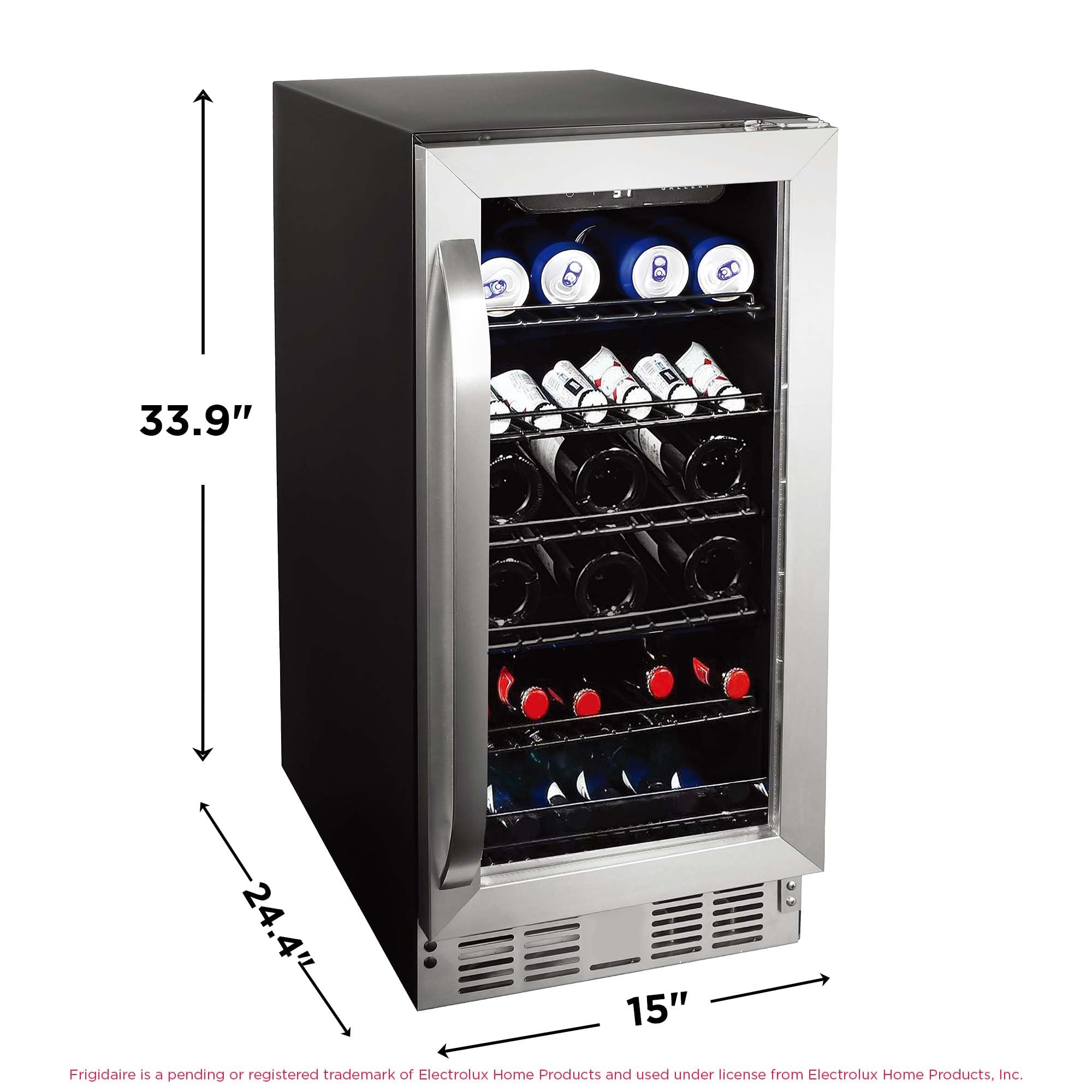 Frigidaire Gallery, 22.5" Wide Beverage Cooler, 30-Bottles Stainless Steel, With Lock, Tempered Glass Door, Frost Free, Glass Door, Stainless Steel, Built-In on Fridge.com - View 5
