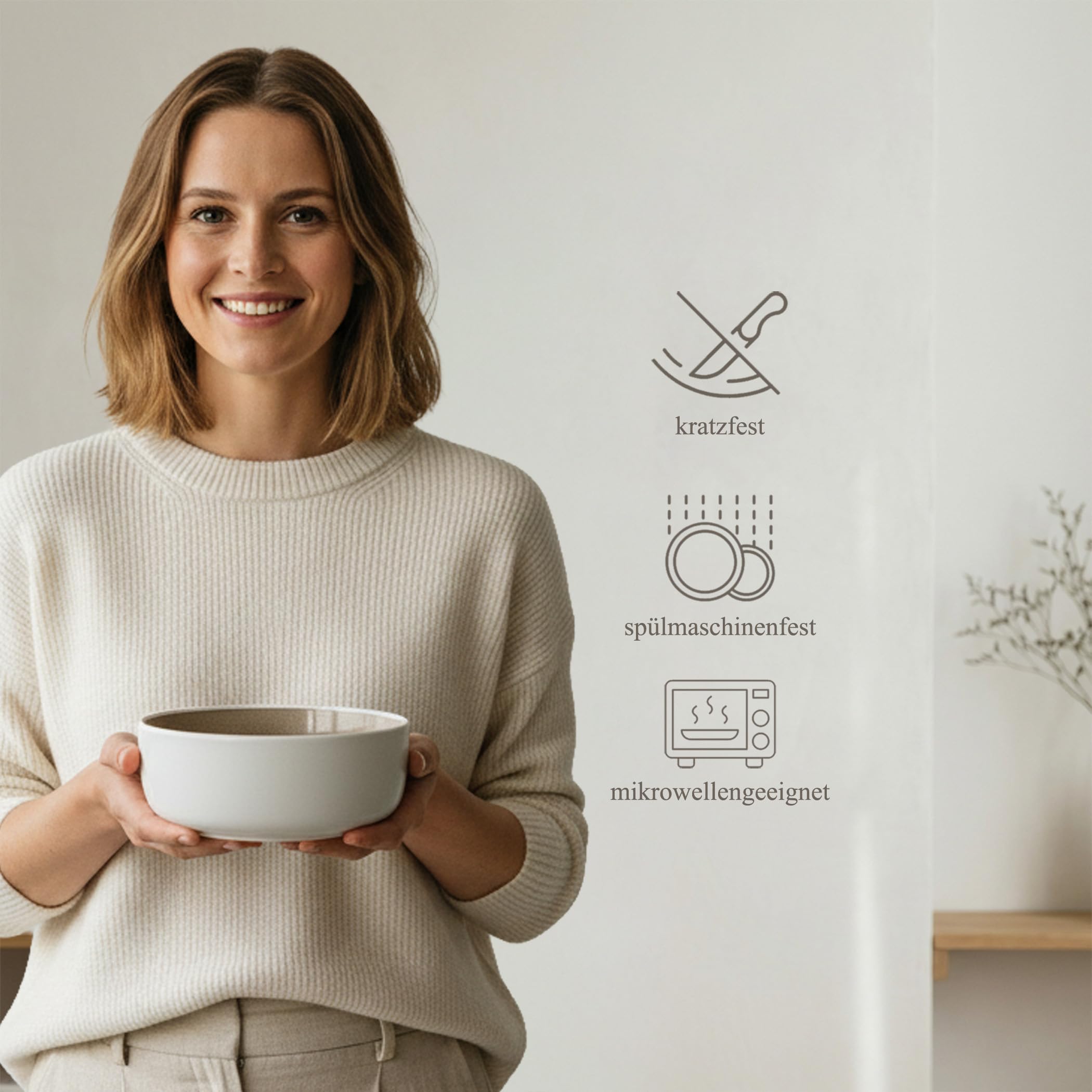 Hausfelder Steingut Geschirrset 8 Personen, 32-teilig, Shadow Stone | Tafelservice mit Tellern, Schalen und Bechern, modern, spülmaschinenfest, Farbe Shadow Stone