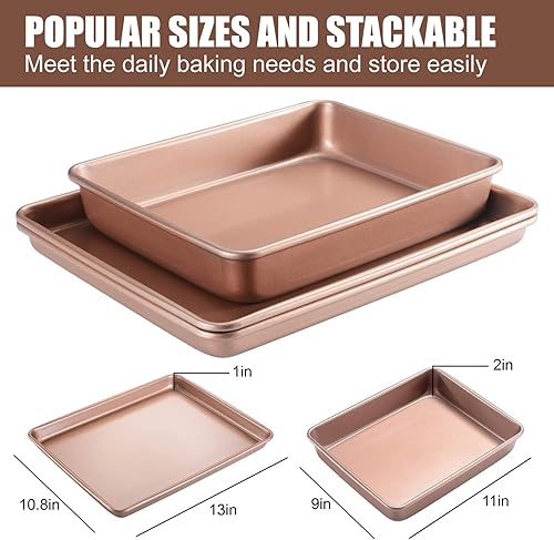 Miniatura 7 de Hoja de galletas de sartenes,Juego de 3 sartenes para hornear profundas,Juego de 3 bandejas para hornear profundas,Bandejas de hornear de 3 piezas