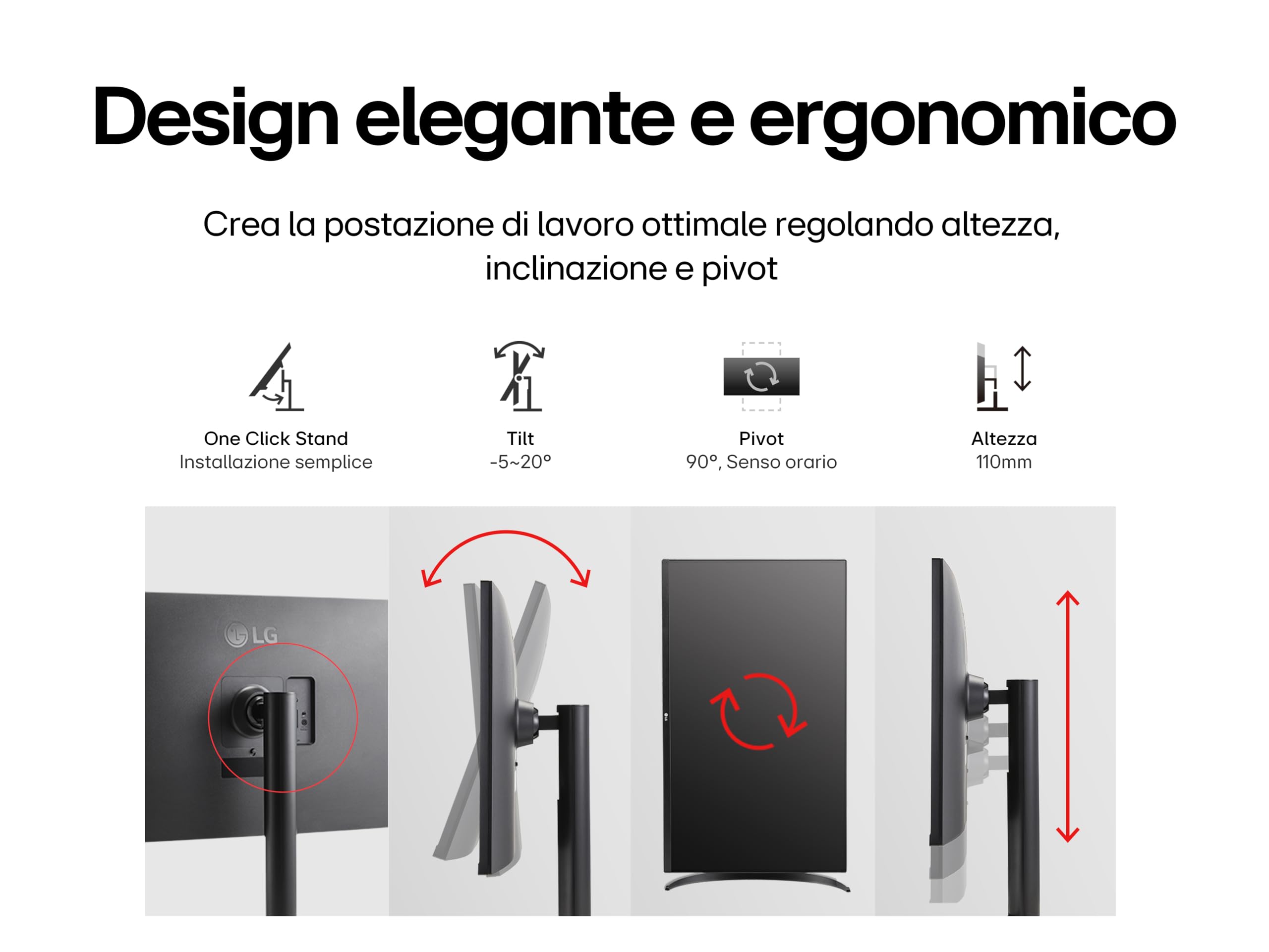 LG 32UR550 Monitor 32" UltraHD 4K LED VA HDR 10, 3840x2160, 4ms, AMD FreeSync 60Hz, Audio Stereo 10W, HDMI 2.0 (HDCP 2.2), Display Port 1.4, AUX, Stand Pivot, Schermo Antiriflesso, Flicker Safe, Nero