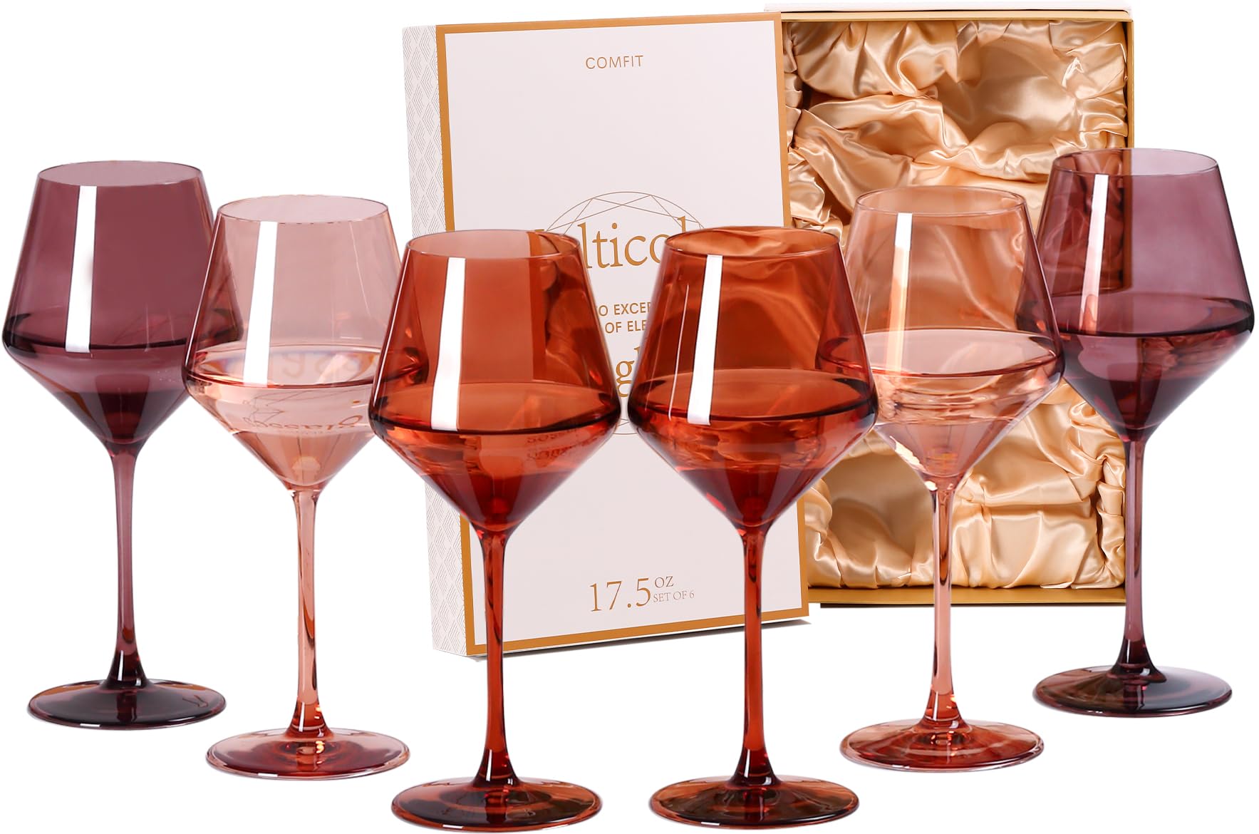 Amazon.com | Brown Wine Glasses Set Of 6 - Hand Blown Crystal