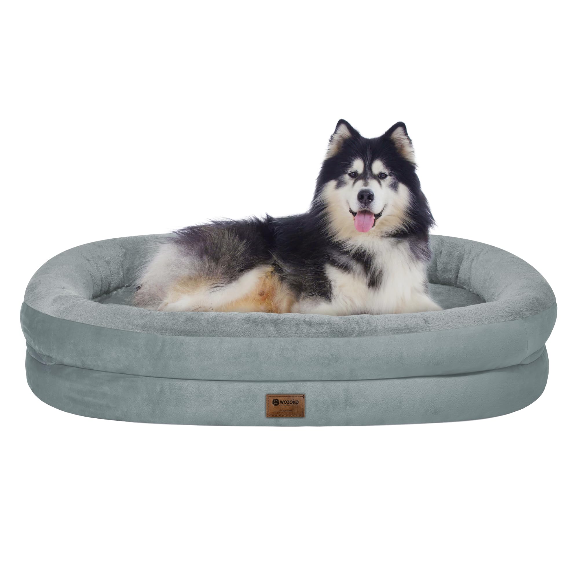 Orthopedic Waterproof Large Dog Bed: Memory Foam Washable Dog Bed with Bolsters - XXL Orthopedic Removable Cover for Medium Large Sized Pet - Non-Slip Bottom - Grey