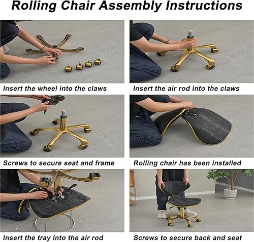 Miniatura 7 de Silla de escritorio de oficina en casa sin brazos, cómoda silla de tocador pequeña de piel sintética con respaldo y ruedas, taburete giratorio de