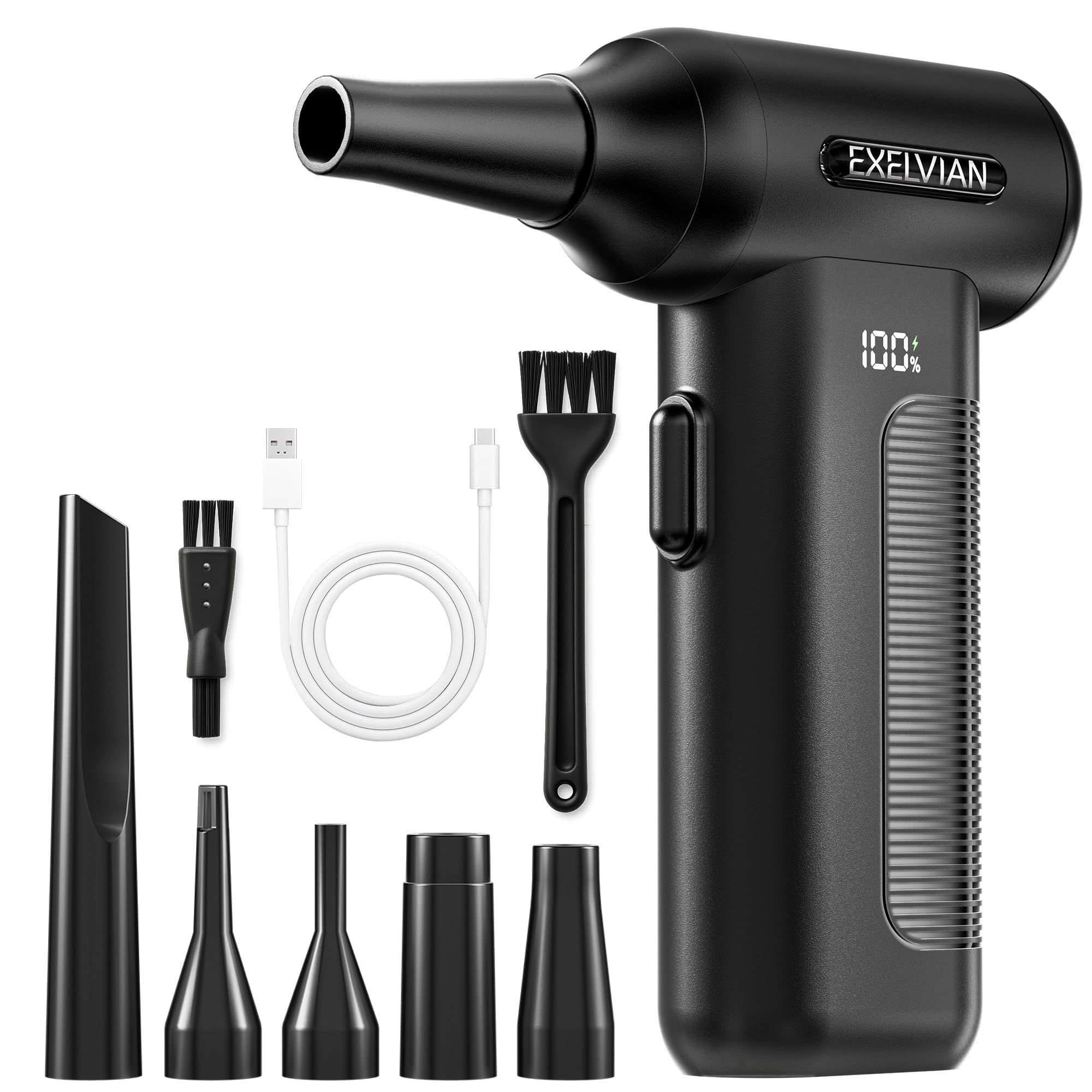 Compressed Air Duster Electric : 150000RPM 10000mAh LED 6-Gear Adjustable Keyboard Cleaner, Wireless Rechargeable Duster for Computer Keyboard