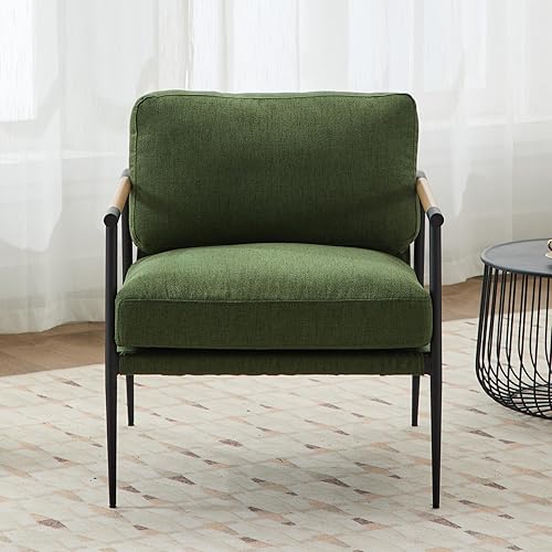 Miniatura 73 de DUOMAY Silla decorativa moderna Mid-Century, cómoda silla de sherpa para sala de estar, dormitorio, oficina, sillón de respaldo medio con patas de