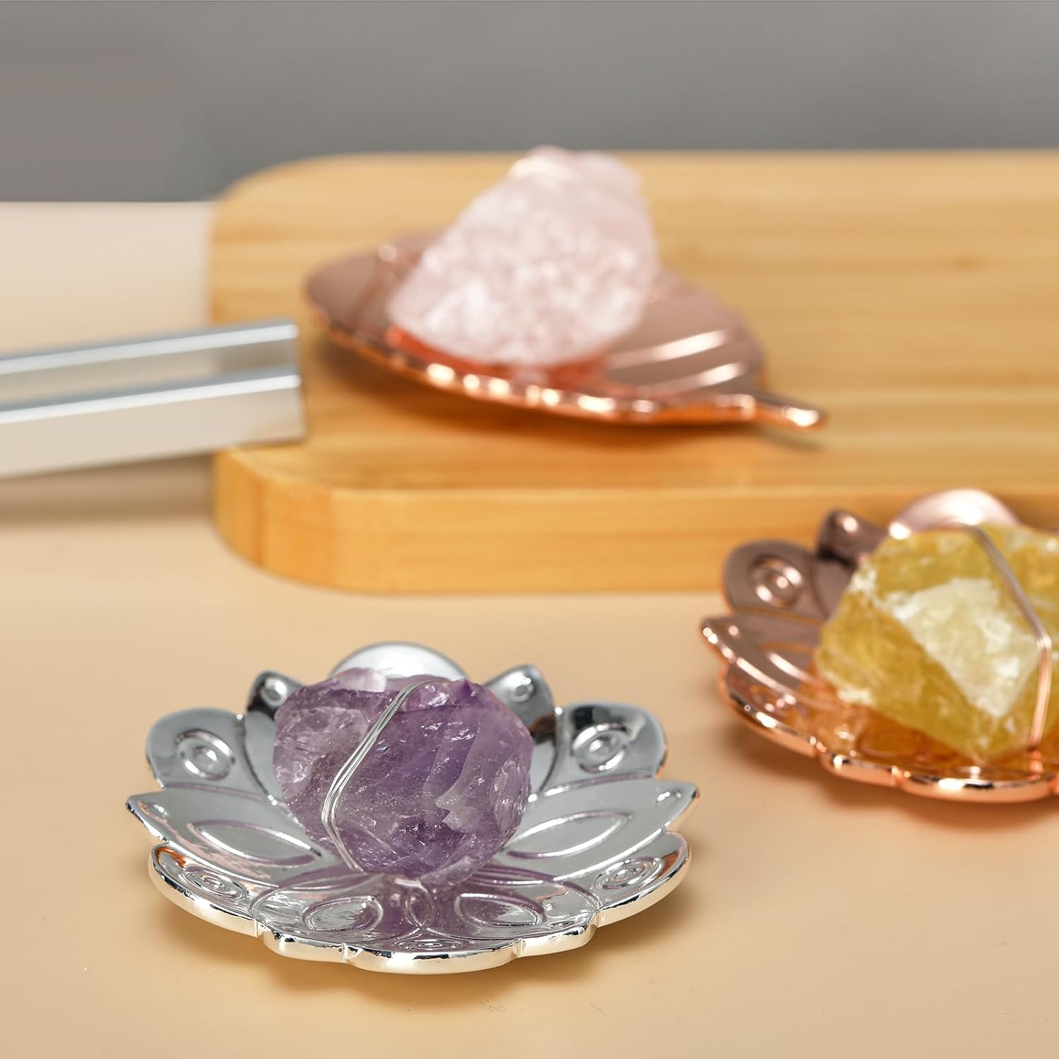 Ckakra Solfeggio Frequencies Tuning Fork with Crystal Kit,Solfeggio Energy Tuners,963hz Crown Chakra,Natural Amethyst,Meditation Gifts for Women,Shiny Silver