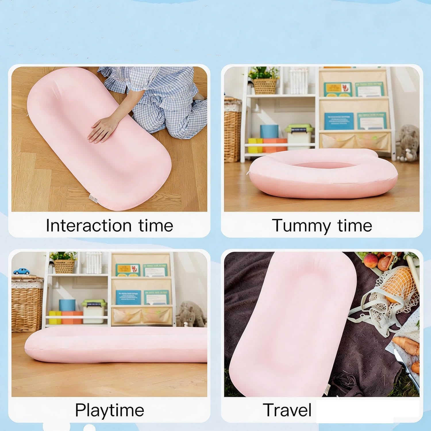 Lounger Pillow for 0-24 Pillow Lounger 0-12 Months, Floor Seats & Loungers, Soft Cotton Breathable (Beige) - 5