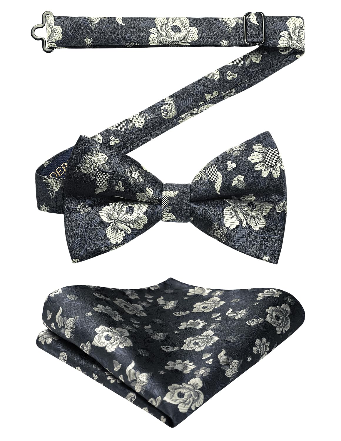 HISDERN Bow Ties for Men Paisley Floral Pre-tied Bowtie Pocket Square Set Men's Formal Bow Ties Wedding Party