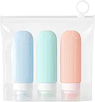 Kit 3 Frascos de Silicone Para Viagem 90ml Com Bolsa Transparente Ideal Para Mala De mão Aeroporto (COLORIDO)