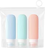 Kit 3 Frascos de Silicone Para Viagem 90ml Com Bolsa Transparente Ideal Para Mala De mão Aeroporto (COLORIDO)