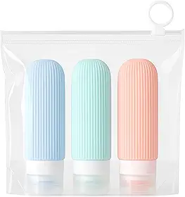 Kit 3 Frascos de Silicone Para Viagem 90ml Com Bolsa Transparente Ideal Para Mala De mão Aeroporto (COLORIDO)