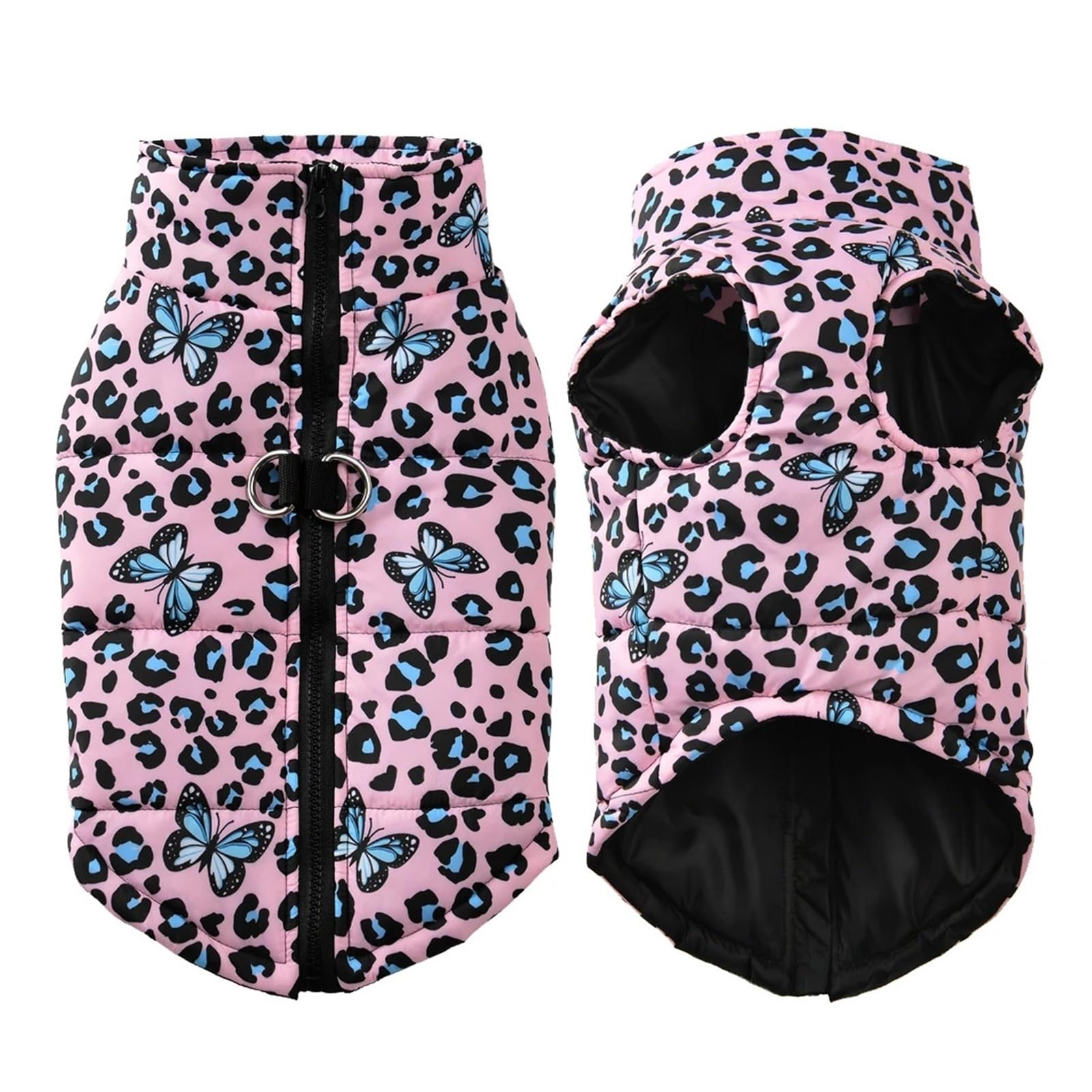 Winter Puppy Jacket - Leopard Print Dog Coat for Small Dogs & Cats | Waterproof & Warm Pet Clothes for French Bulldog, Chihuahua, Yorkie | Fashion Party Outfits with Reflective Strips(Butterfly,L)