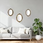 12x8.5 inch Plastic Frame Vintage Oval Wall Mirror with Decorative Bronze Frame, Antique Style Rose Pattern