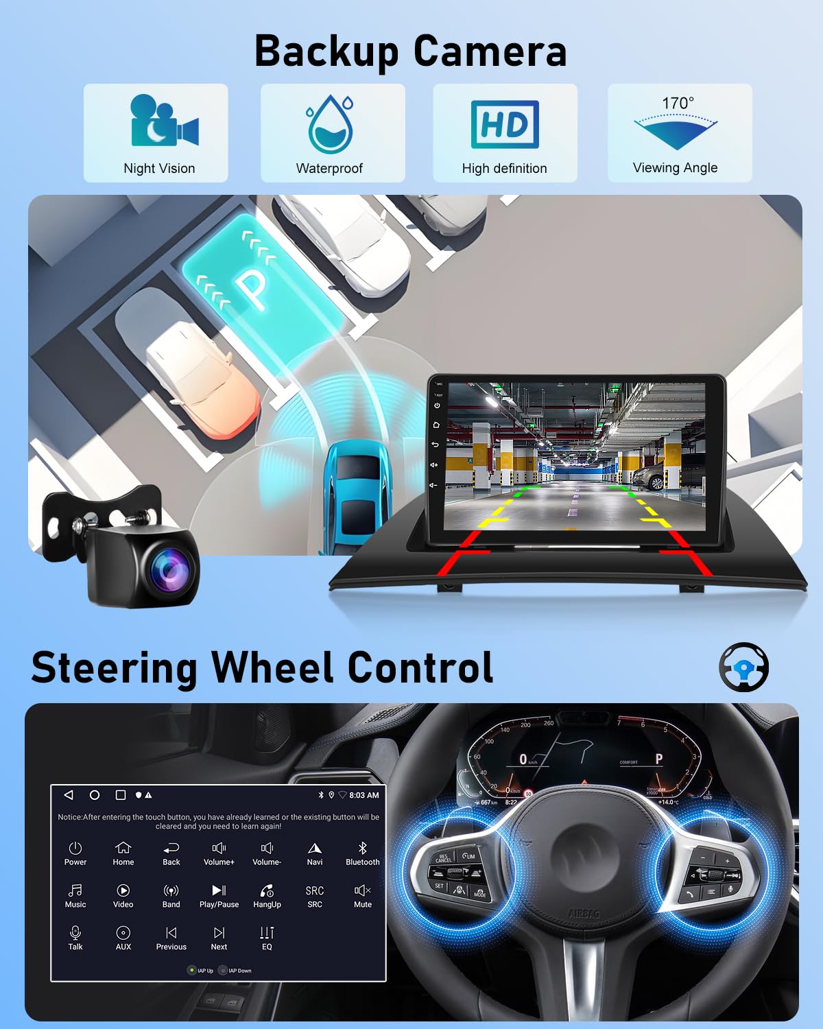 NHOPEEW Autoradio Android 2G+64G pour BMW X3 E83 2004-2012 - sans Fil Carplay & Android Auto - Stéréo Android 9 Pouces avec WiFi EQ GPS Mirror Link FM RDS + AHD Caméra de recul&Mic