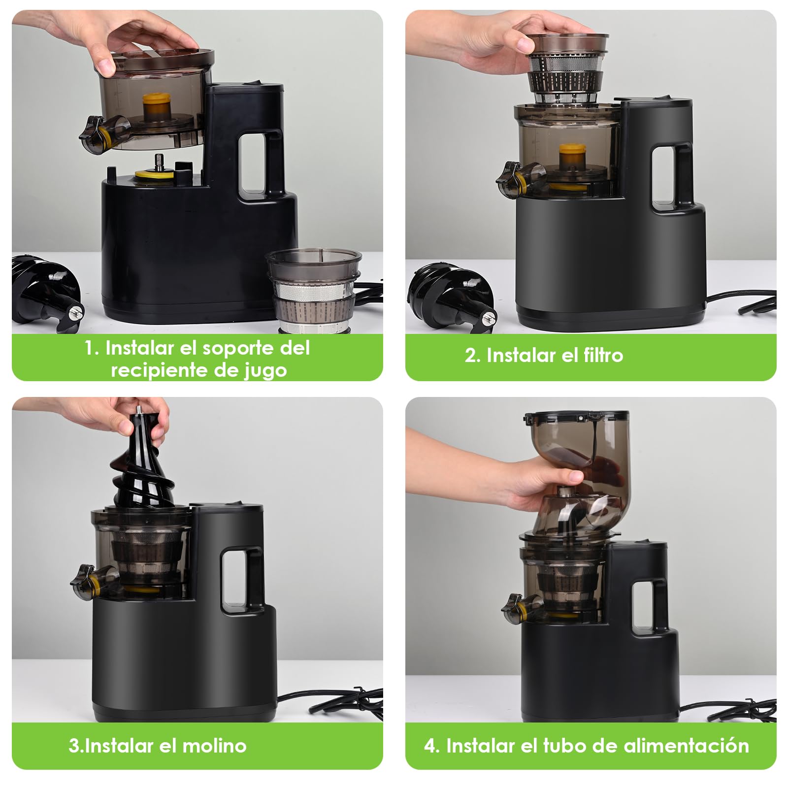 Dreamhigh® 550W Extractor de Zumos y Verduras, Licuadora Prensado en Frio con Función de Reversa, Juicer Machine 100% Libre de BPA, Apertura De 82MM, 98% de rendimiento de zumo, apto para lavavajillas
