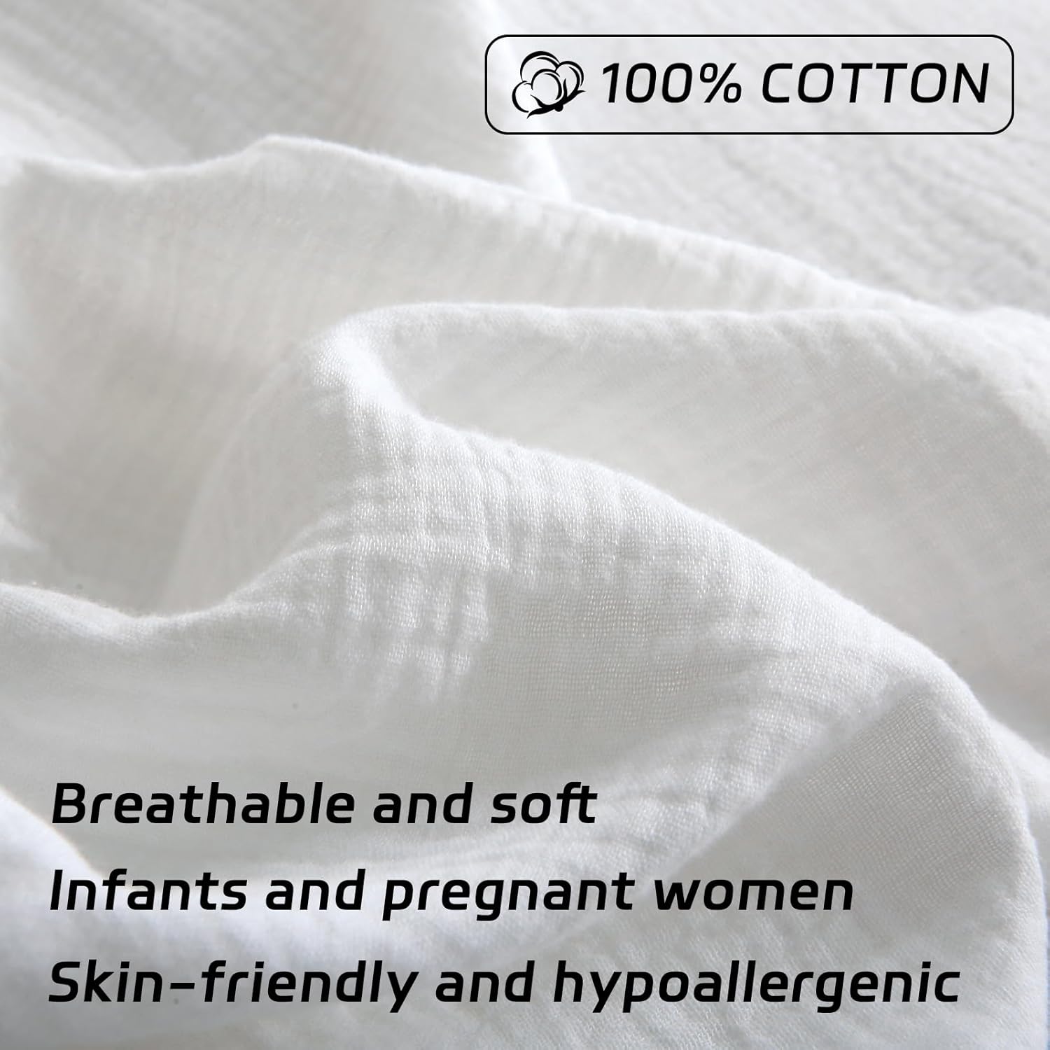 Muslin Duvet Cover Queen Size, 100% Washed Cotton Duvet Cover Set, Ultra Soft Comforter Cover Linen Like, 3 Pieces Minimalist Gauze Duvet Cover with 2 Pillowcases, 90"x90", White