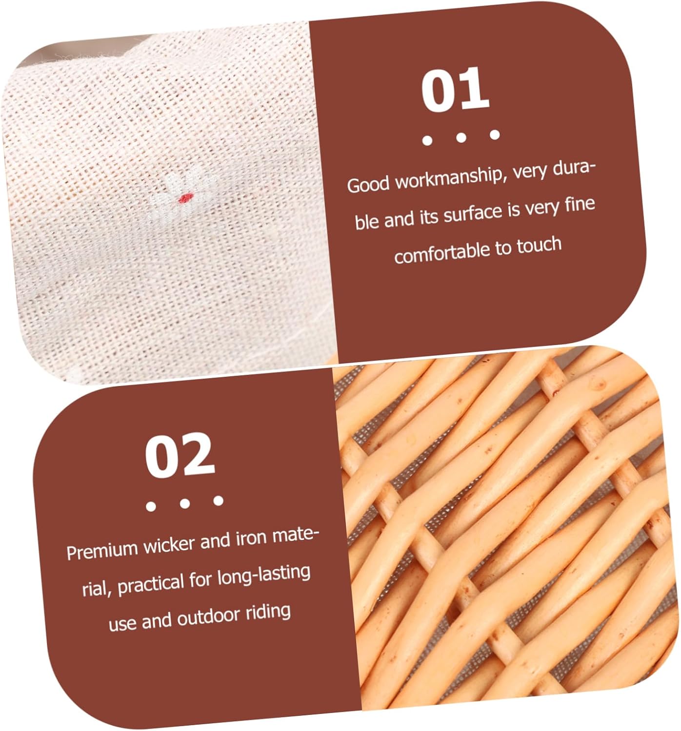 Woven Basket Pet Carrier Bag Bike Seat Basket Rabbit Carrier Removable