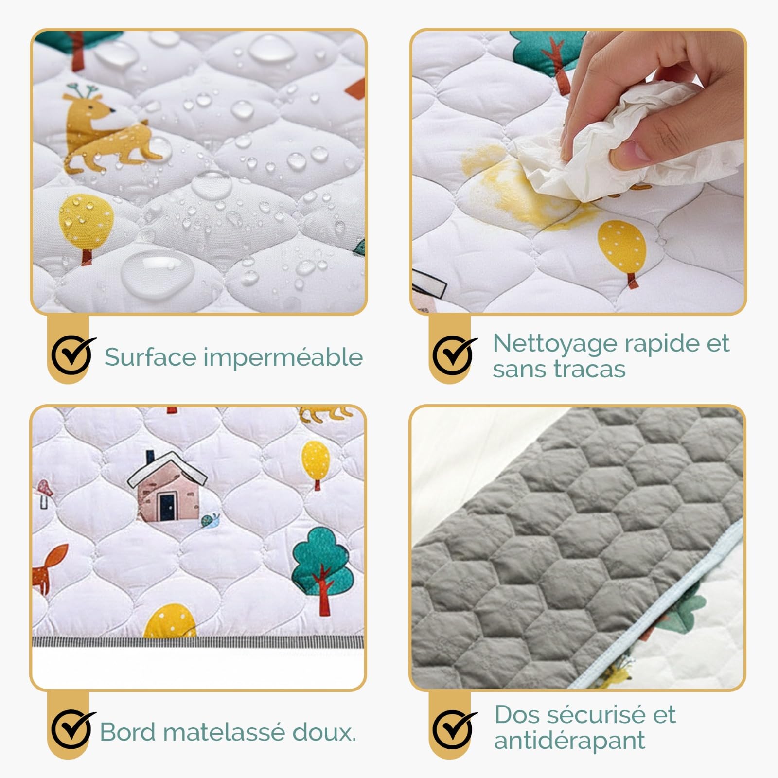 Tapis Bébé 109 × 109 cm – Tapis Éveil Bébé avec Miroir Interactif & Sac de Rangement | Matelas Ultra Doux, Très Épais, Antidérapant & Inodore – Idéal pour Tummy Time, Motricité & Éveil